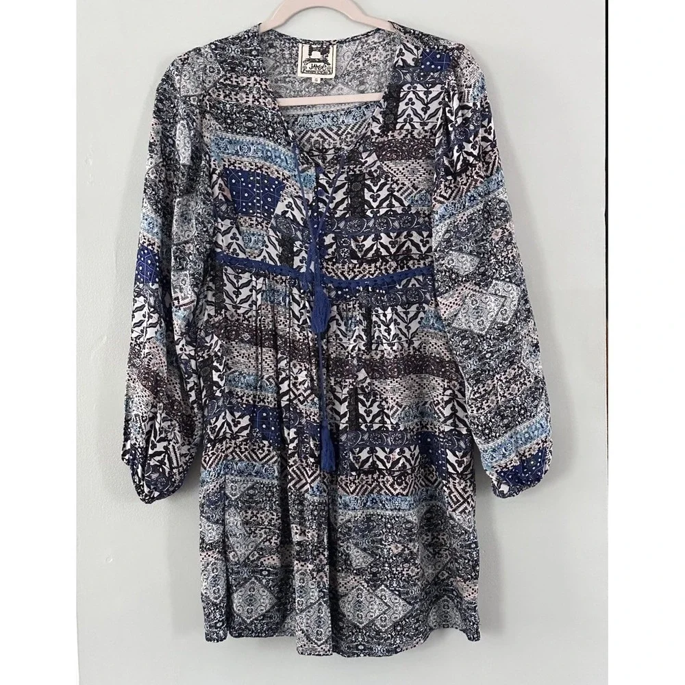 Jaase‎ Dress Womens S Floral Patchwork Balloon Gypsy Festival Boho Hippie Flowy